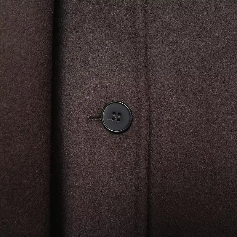 Chocolate Brown Scarf Collar Wool Coat