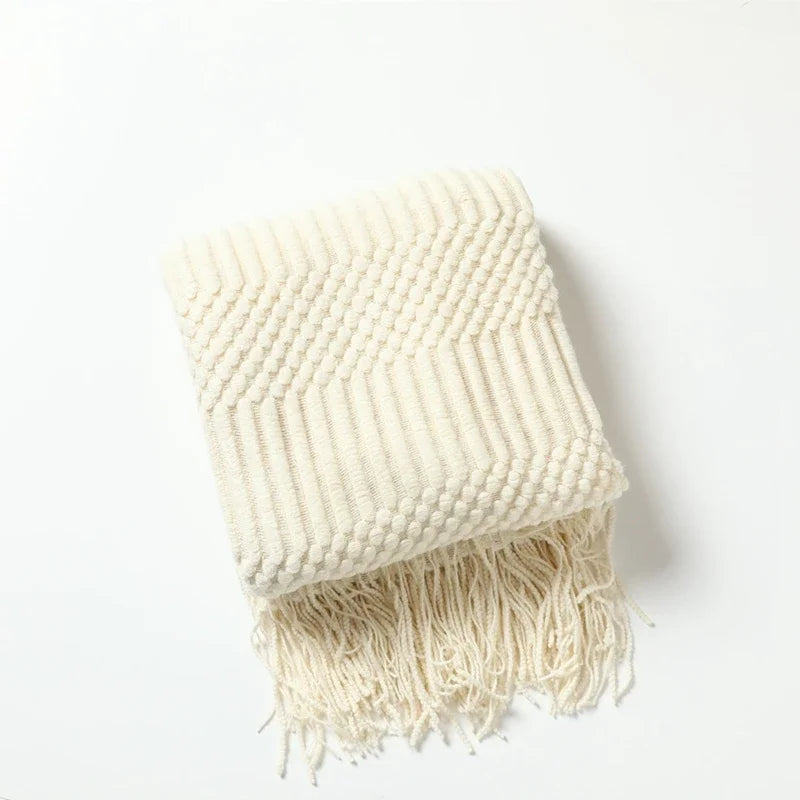White Boho Throw Blankets